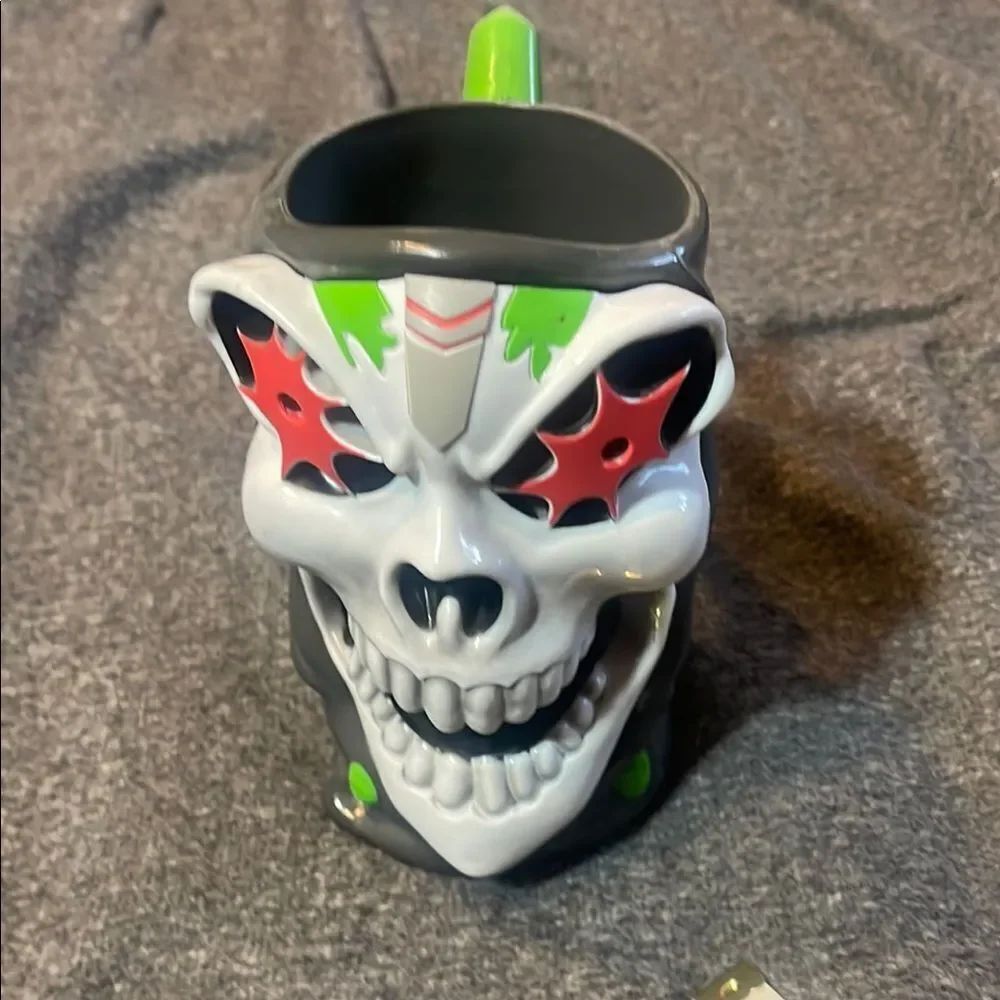 Monster, jam  grave, digger Skull Mug with Red and Green Accents